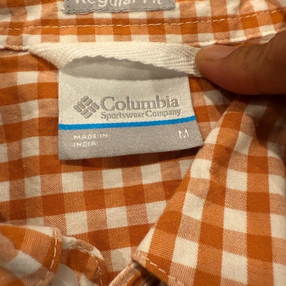Columbia Men's Orange Plaid Casual Shirt - Picture 3 of 8